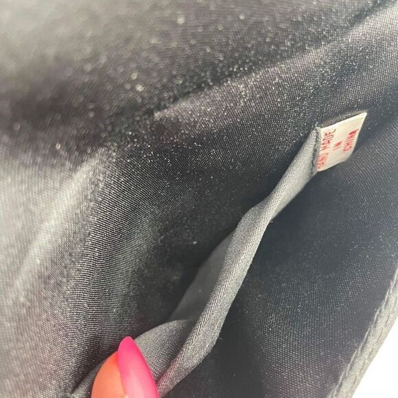 Vintage Beaded Snap Flap Corded Strap Clutch Shoulder Bag Black Small Flapper - Picture 8 of 14